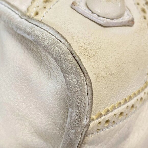 Auth BALENCIAGA The Giant Brogues City Cream Leather Handba - Picture 6 of 14